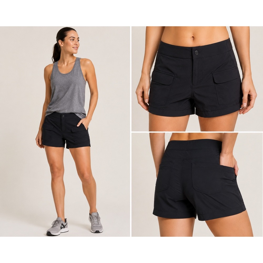 Athleta Trekkie Shorts Black Utility Hiking Pockets 75524 Mens 4